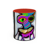Abstract Alien Art Coffee Mug — Colorful Surreal Creature Accent Mug