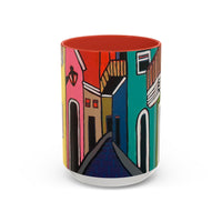 SAN SEBASTIAN2.0 Colorful Canal Houses Accent Coffee Mug — Bright European Street Art Ceramic Mug (11/15oz)