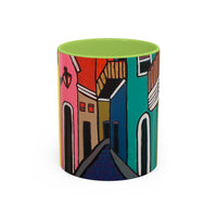 SAN SEBASTIAN2.0 Colorful Canal Houses Accent Coffee Mug — Bright European Street Art Ceramic Mug (11/15oz)