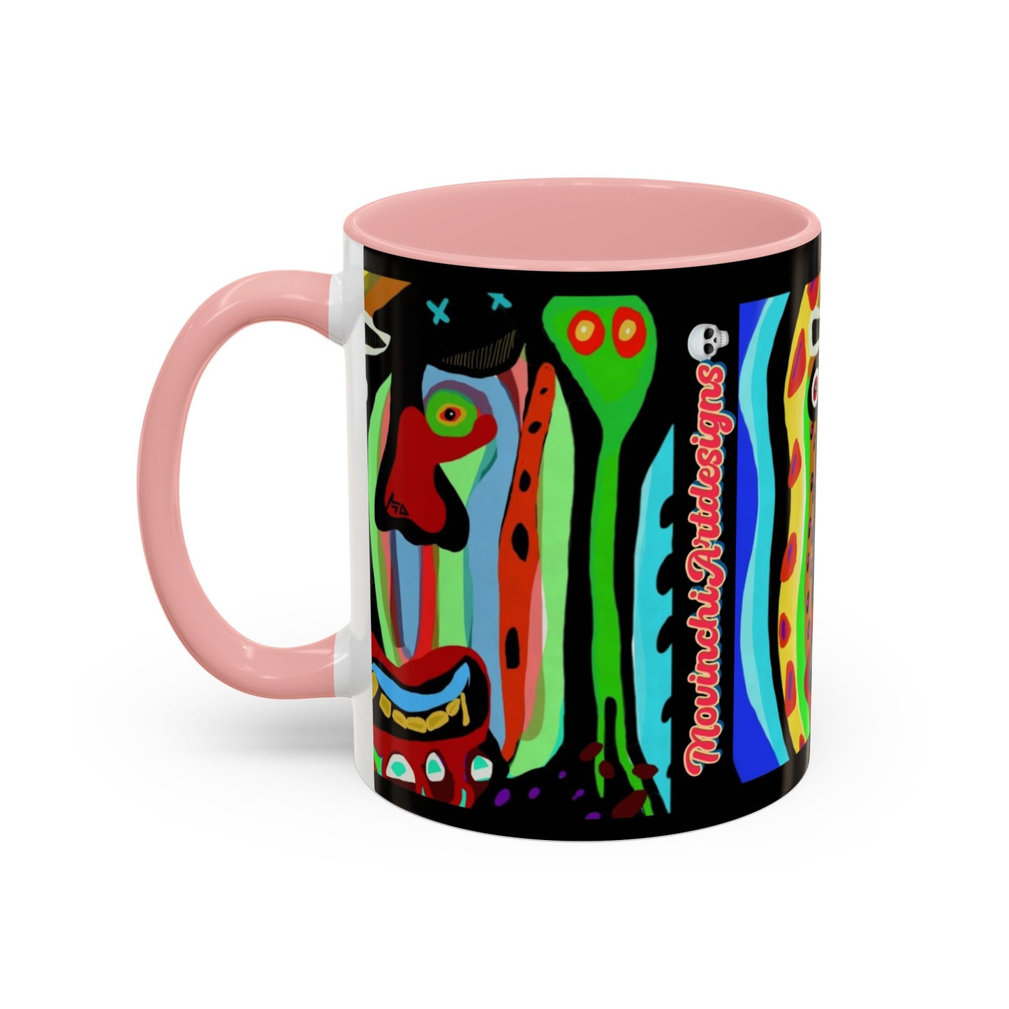 CRAZY.   Neon Face Accent Coffee Mug – Colorful Psychedelic Art Ceramic Mug