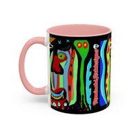 CRAZY.   Neon Face Accent Coffee Mug – Colorful Psychedelic Art Ceramic Mug