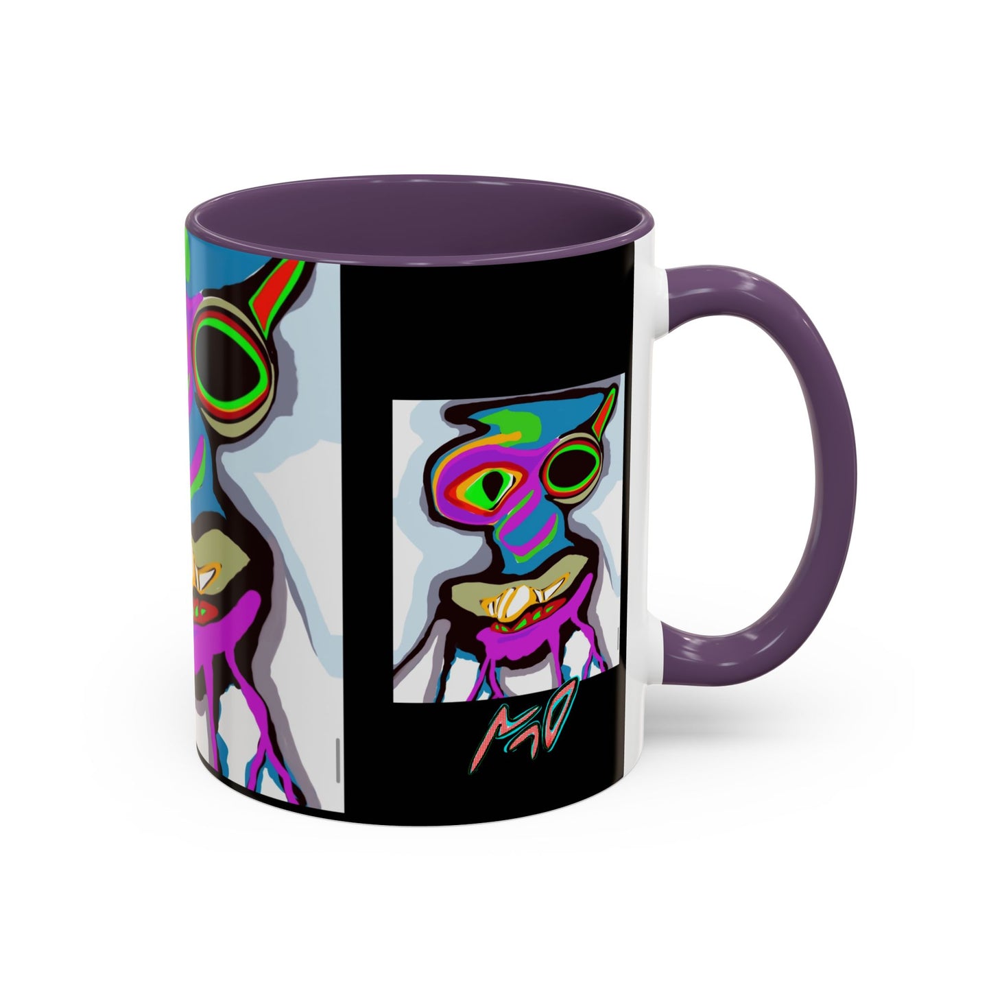 Abstract Alien Art Coffee Mug — Colorful Surreal Creature Accent Mug