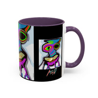 Abstract Alien Art Coffee Mug — Colorful Surreal Creature Accent Mug