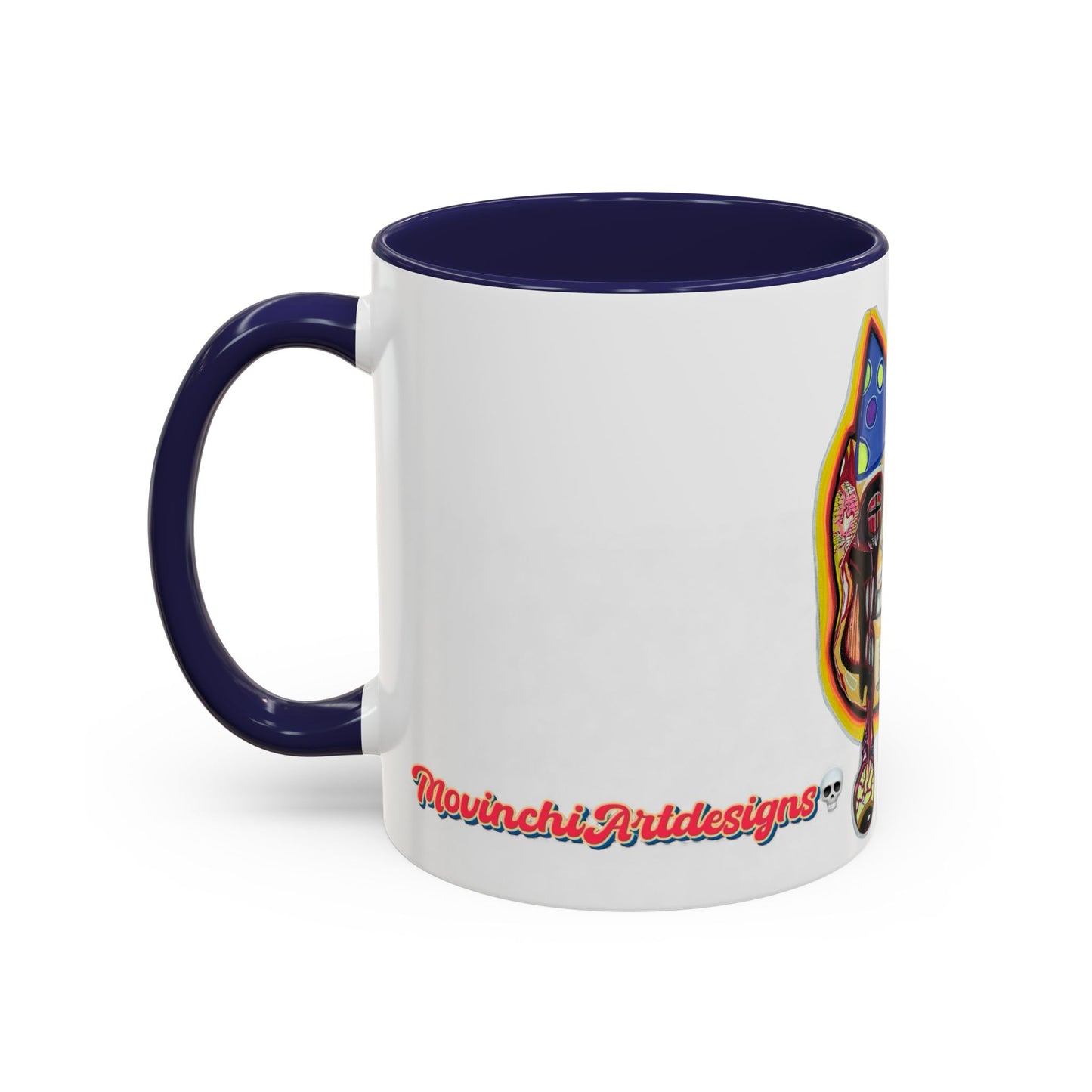 POOKIES BEAR Cat Skull Accent Coffee Mug — Day of the Dead Gothic Cat Design