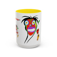 Skullface Accent Coffee Mug — Colorful Day of the Dead Pop Art (11/15oz)
