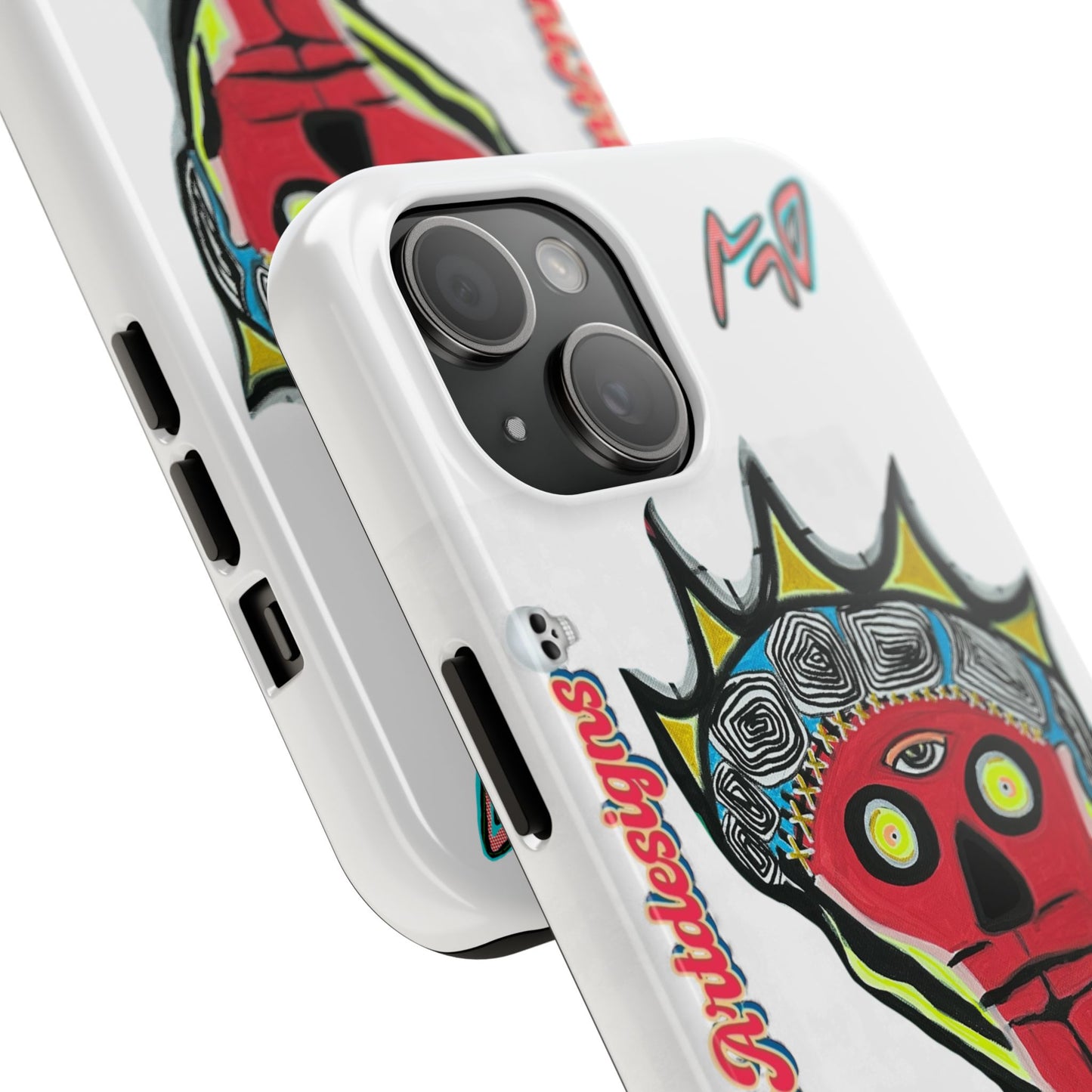 Artistic Crown KING GRAY  Skull Tough Phone Case — Colorful Abstract Guardian Design