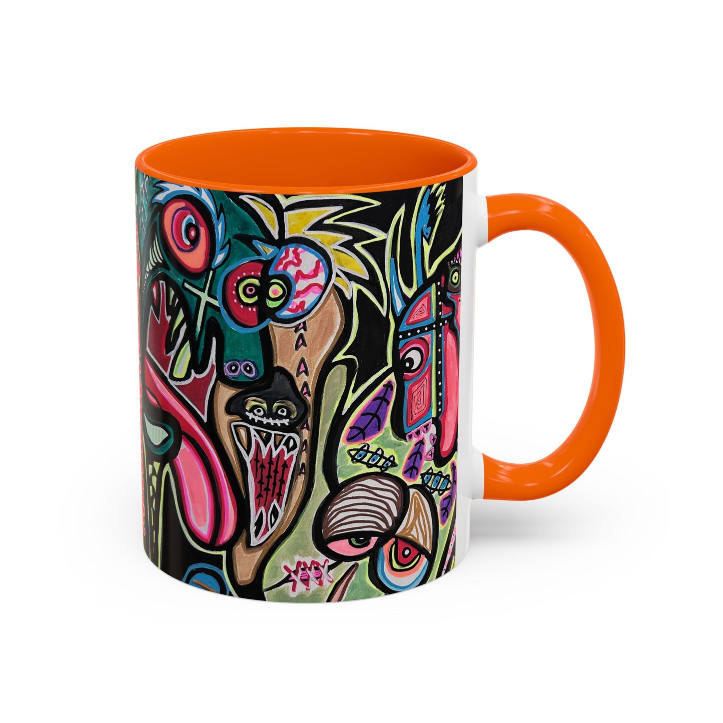 Abstract Neon DEPRESSION2.0   Monster Coffee Mug — Colorful Surreal Art Accent Mug (11/15oz)