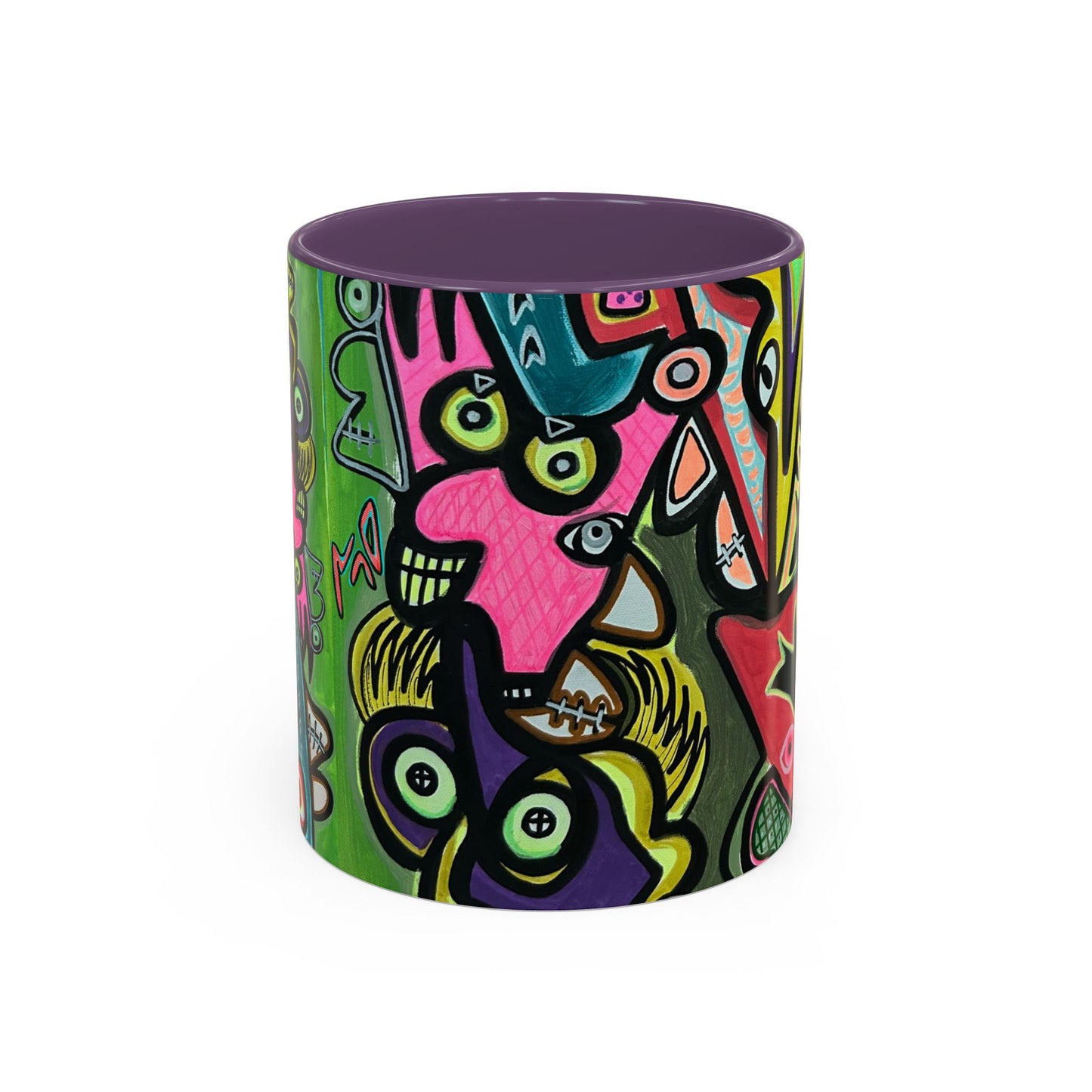 AbstractCONCERT.   Pop Art Coffee Mug — Colorful Faces Accent Mug (11/15 oz)