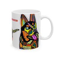 Colorful HUSKY Dog Ceramic Mug — Vibrant Pop Art Puppy Coffee Cup (11oz/15oz)