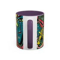 AbstractCONCERT.   Pop Art Coffee Mug — Colorful Faces Accent Mug (11/15 oz)
