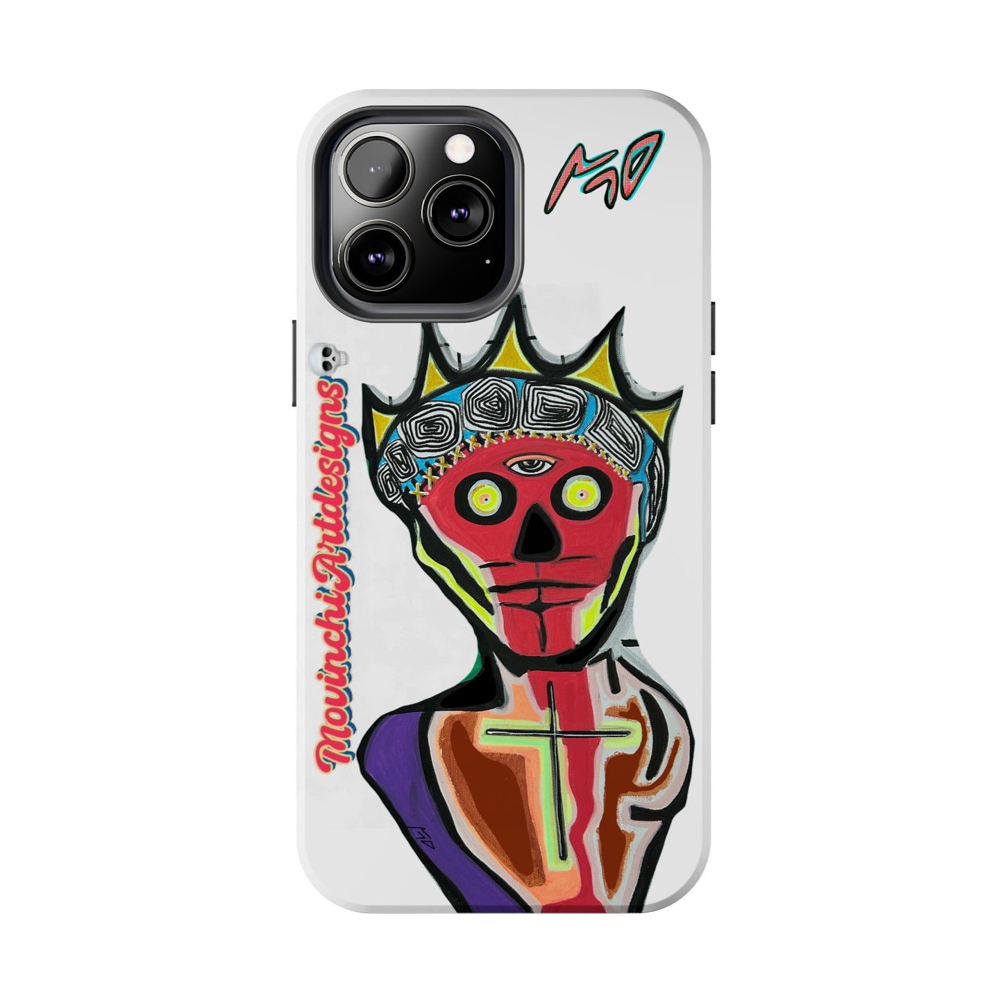 Artistic Crown KING GRAY  Skull Tough Phone Case — Colorful Abstract Guardian Design