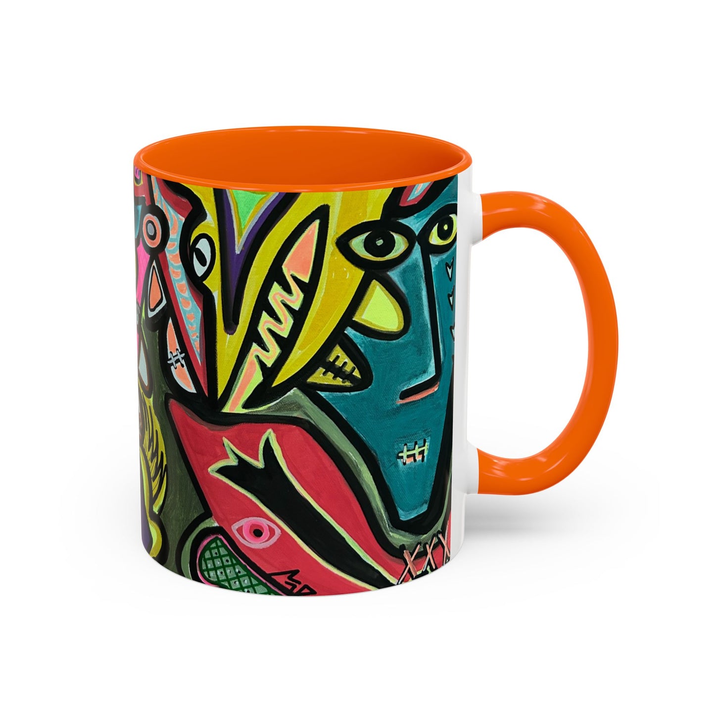 AbstractCONCERT.   Pop Art Coffee Mug — Colorful Faces Accent Mug (11/15 oz)
