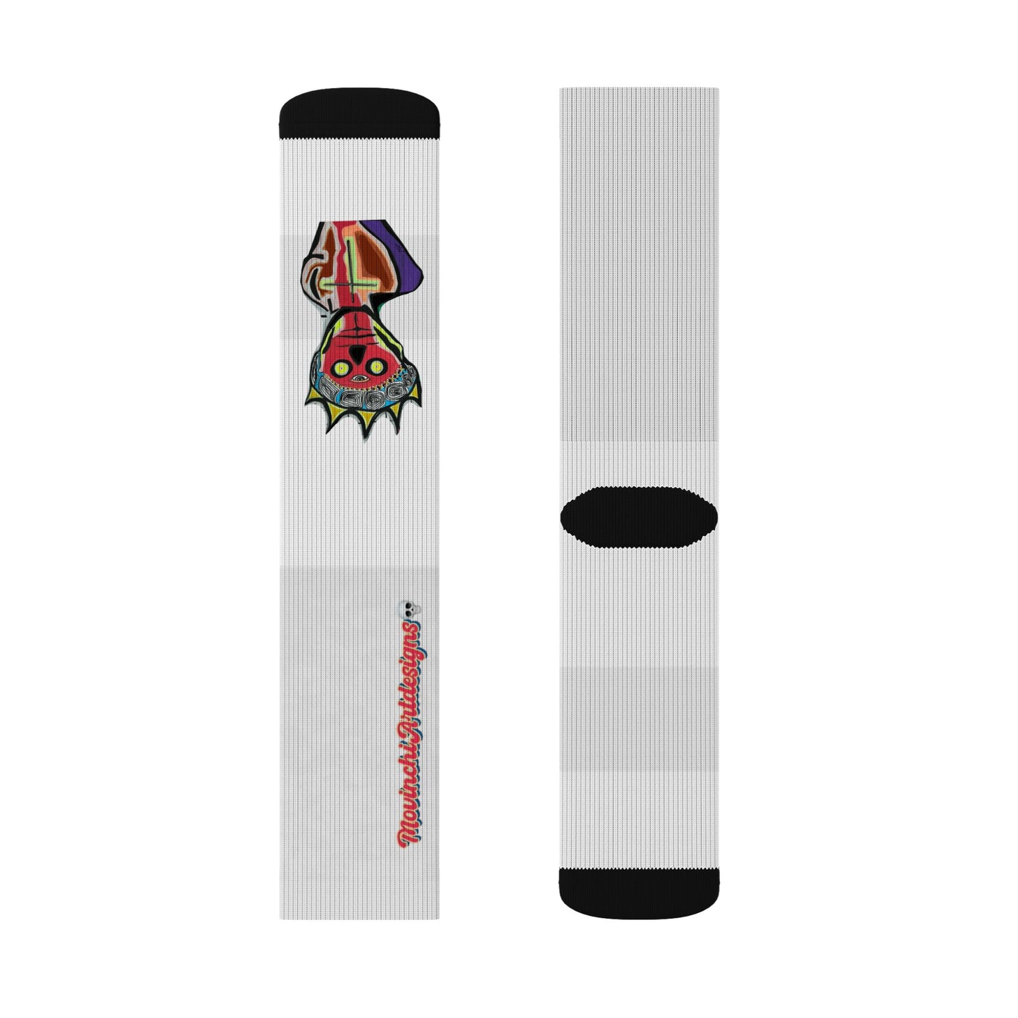 KING GRAY.  Colorful Abstract Mask Sublimation Socks - Funky Tribal Art Crew Socks