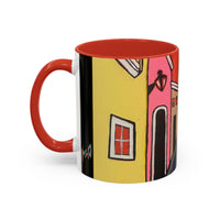 SAN SEBASTIAN2.0 Colorful Canal Houses Accent Coffee Mug — Bright European Street Art Ceramic Mug (11/15oz)
