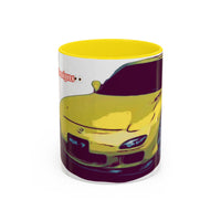 RX7  Coffee Mug — Yellow Sports Car Illustration Accent Mug