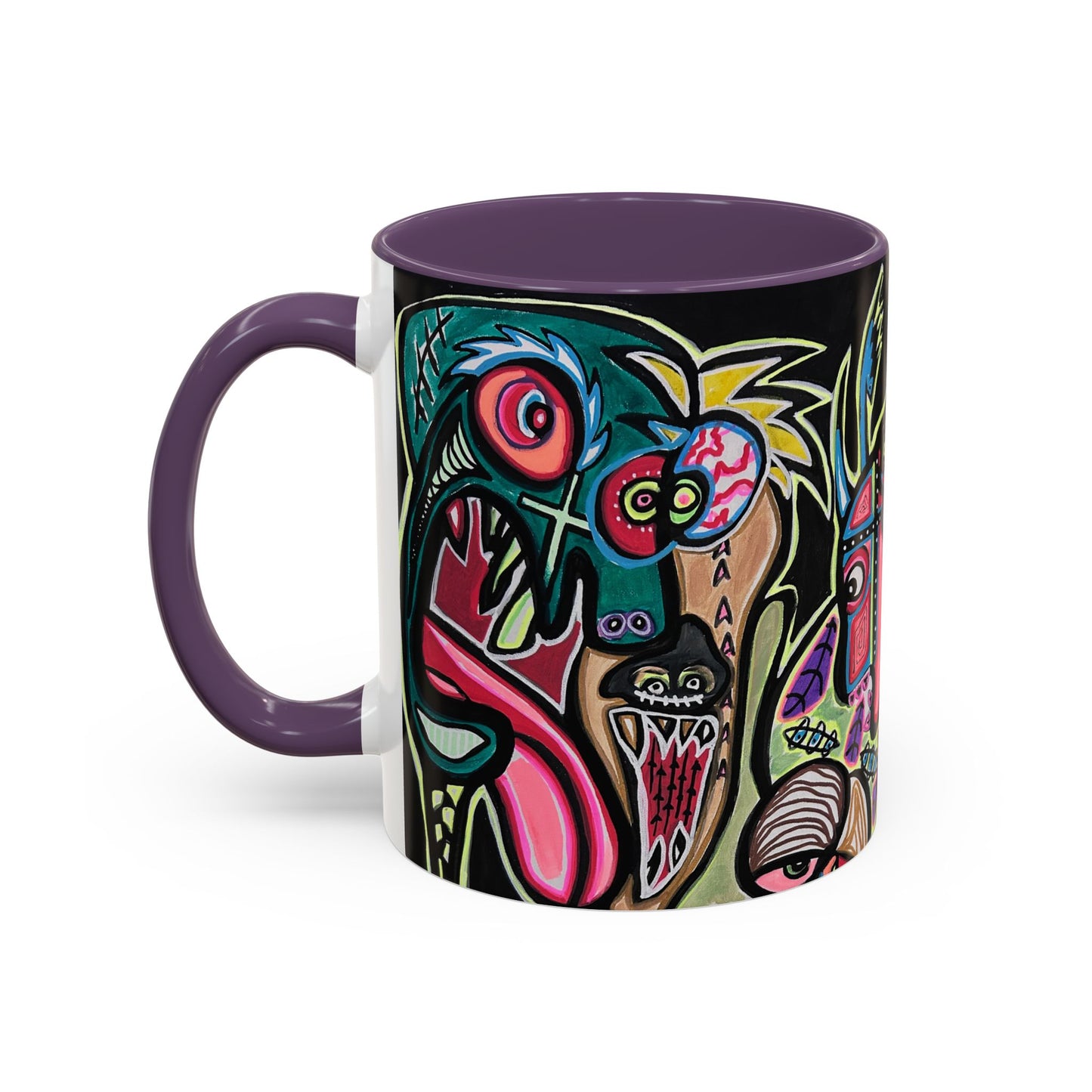 Abstract Neon DEPRESSION2.0   Monster Coffee Mug — Colorful Surreal Art Accent Mug (11/15oz)
