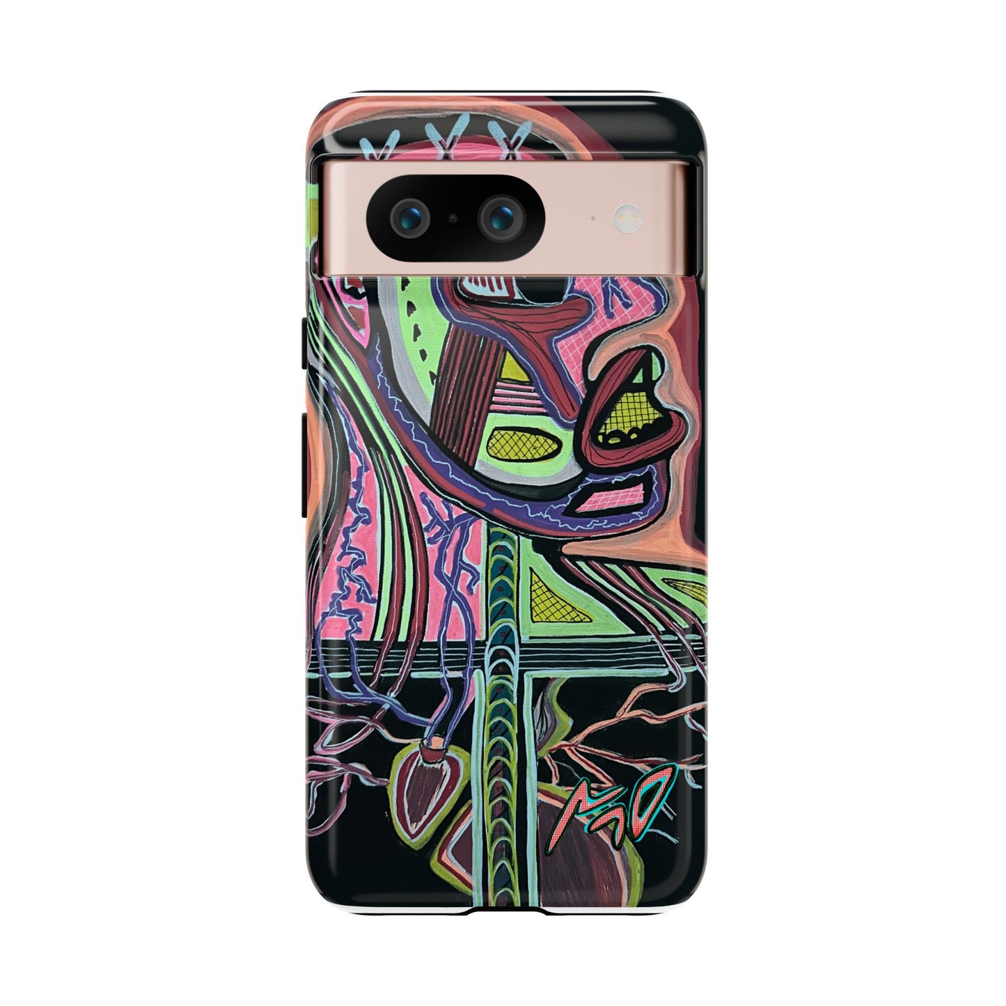 HEART ATTACK Abstract Neon Face Tough Phone Case – Vibrant Art Phone Cover