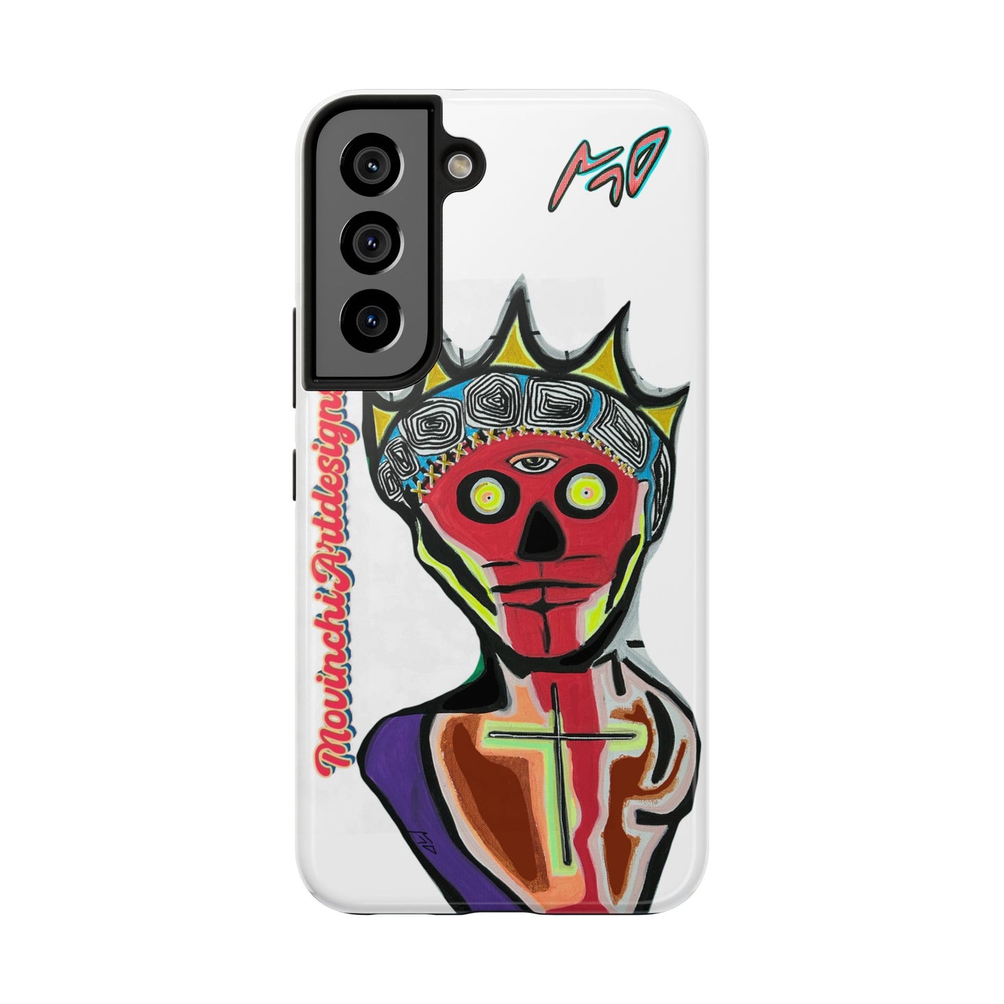 Artistic Crown KING GRAY  Skull Tough Phone Case — Colorful Abstract Guardian Design