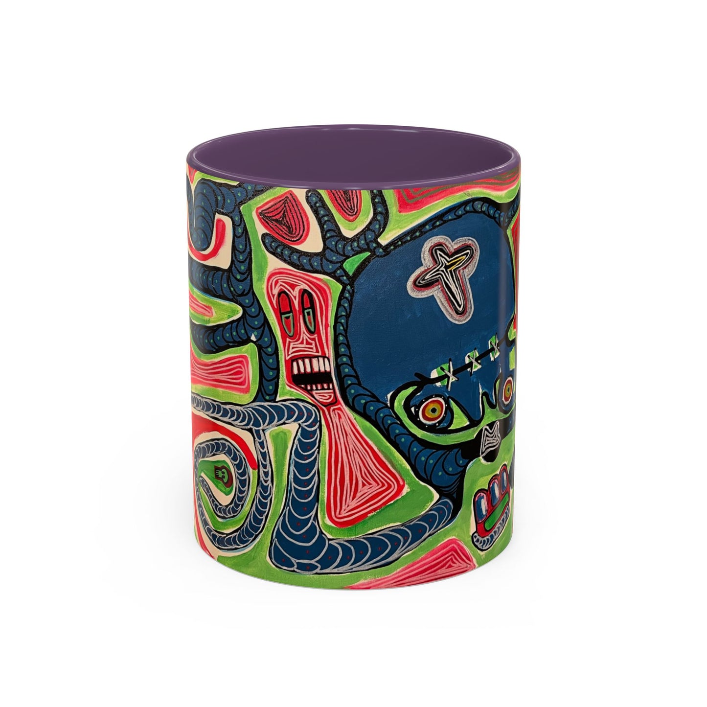 AFTER LIFE.  Abstract Tribal Art Coffee Mug — Colorful Surreal Accent Mug