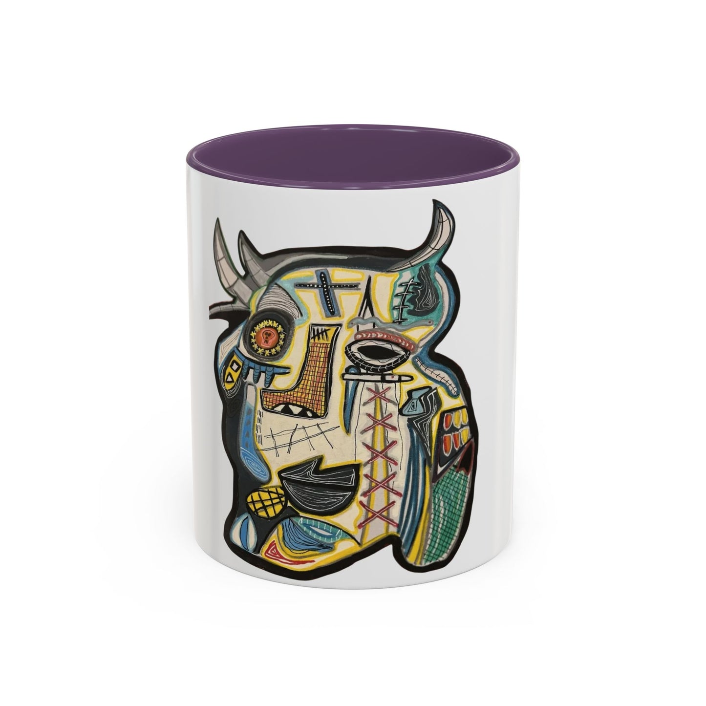Abstract MOVINCHI Art Coffee Mug — Colorful Cubist Ceramic Accent Mug