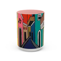 SAN SEBASTIAN2.0 Colorful Canal Houses Accent Coffee Mug — Bright European Street Art Ceramic Mug (11/15oz)