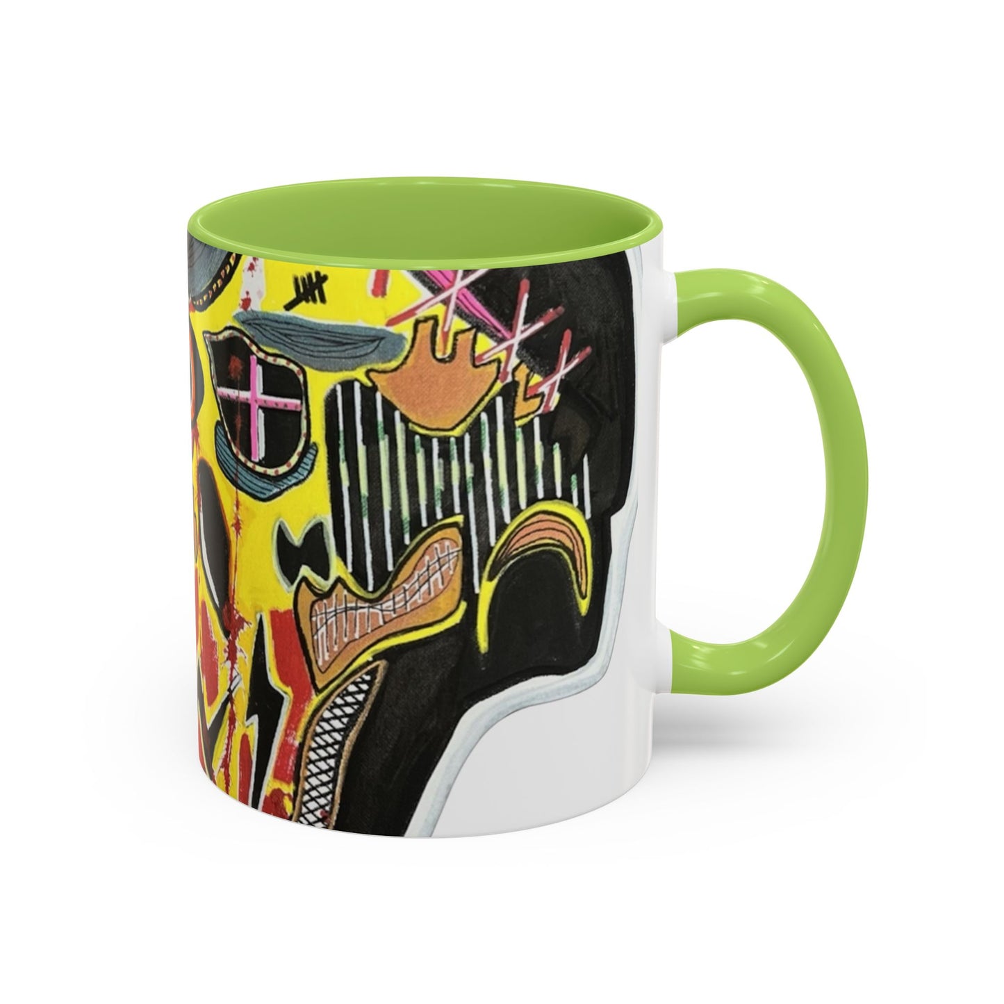 INFECTED KING.  Skull Pop Art Coffee Mug — Colorful Day of the Dead Accent Mug