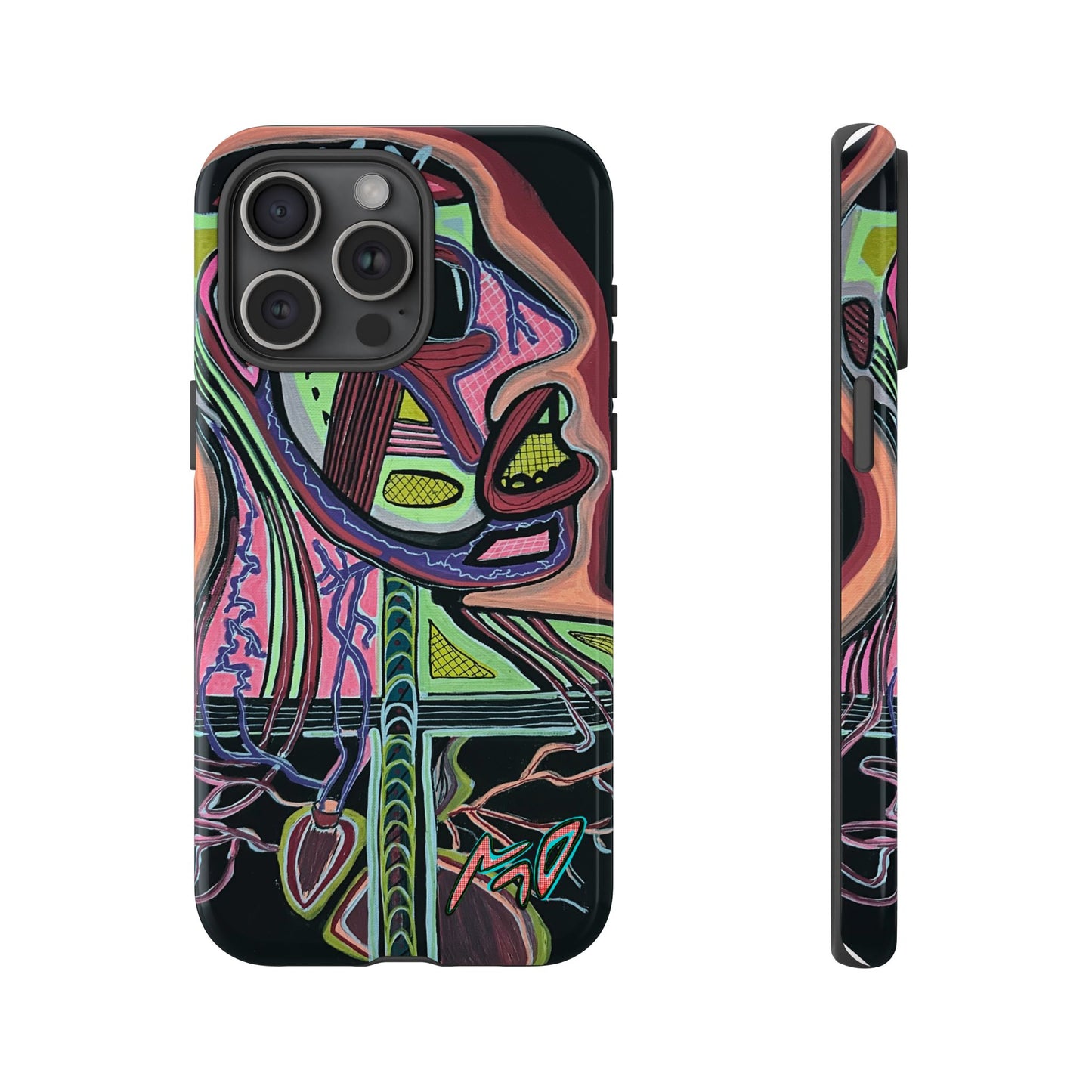 HEART ATTACK Abstract Neon Face Tough Phone Case – Vibrant Art Phone Cover