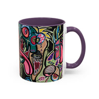 Abstract Neon DEPRESSION2.0   Monster Coffee Mug — Colorful Surreal Art Accent Mug (11/15oz)