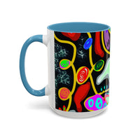 CRAZY2.0  Accent Mug — Colorful Neon Skull Abstract Coffee Cup