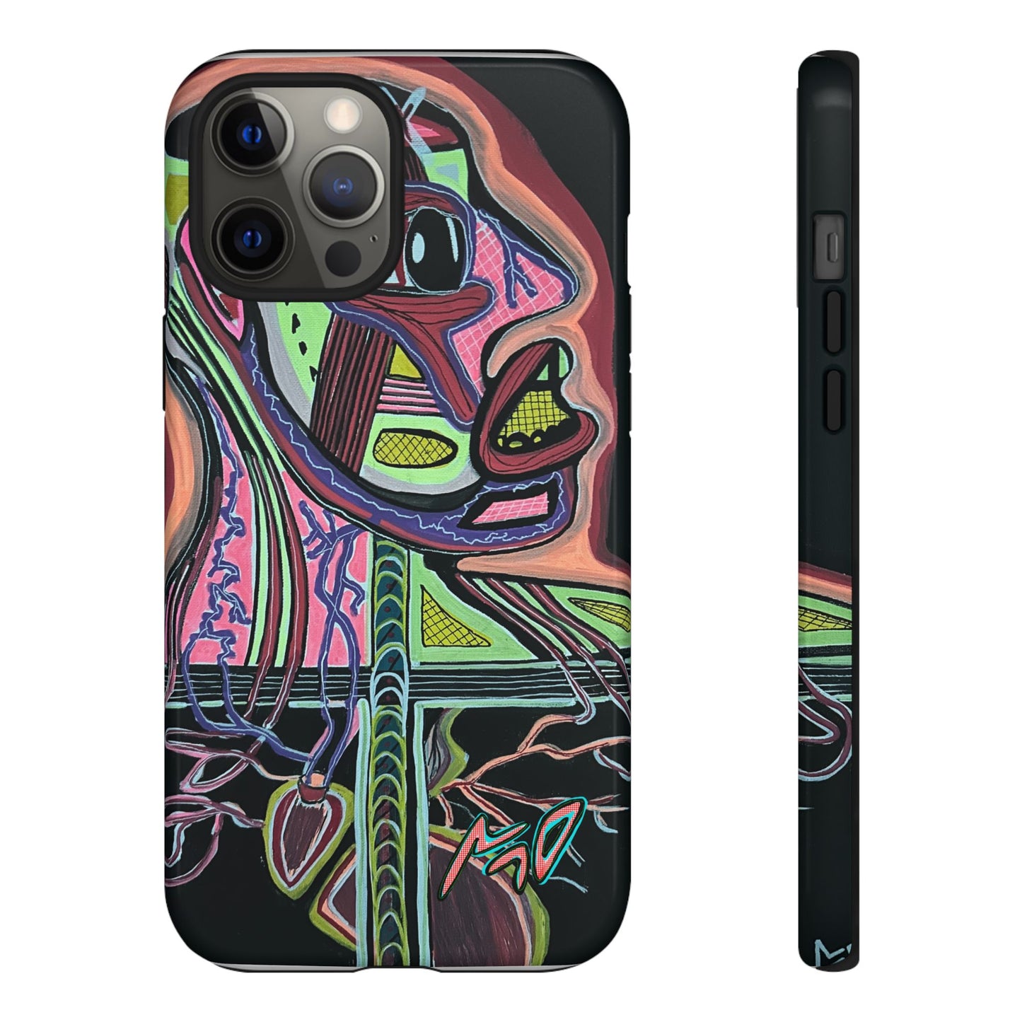 HEART ATTACK Abstract Neon Face Tough Phone Case – Vibrant Art Phone Cover