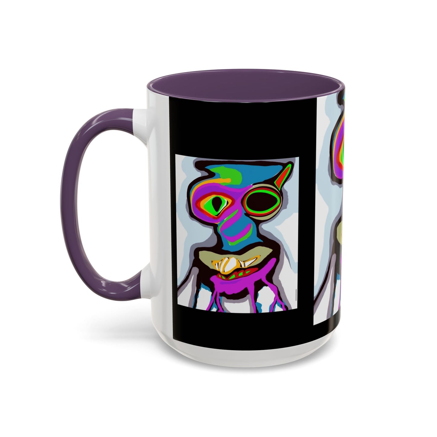 Abstract Alien Art Coffee Mug — Colorful Surreal Creature Accent Mug