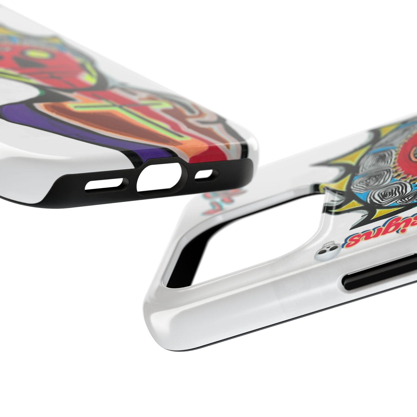 Artistic Crown KING GRAY  Skull Tough Phone Case — Colorful Abstract Guardian Design