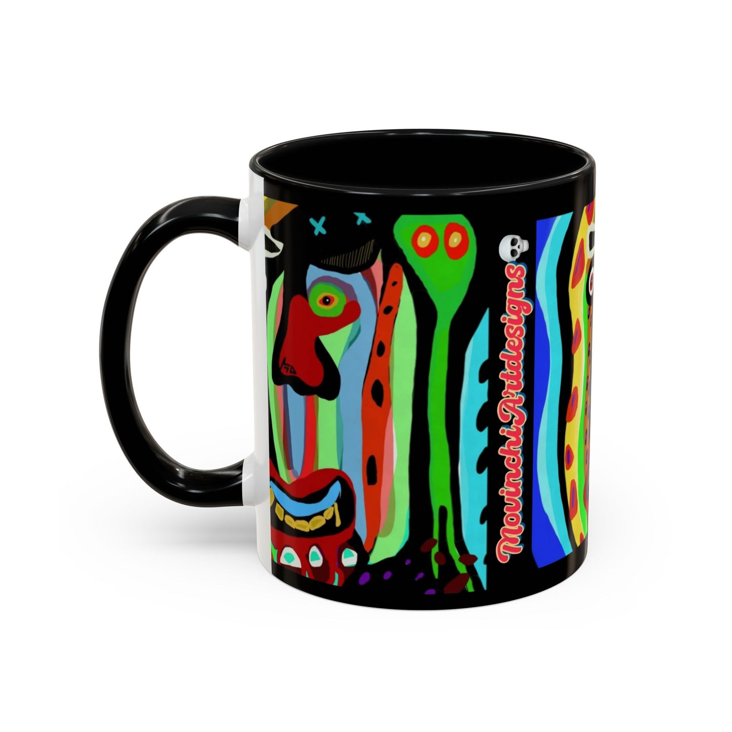 CRAZY.   Neon Face Accent Coffee Mug – Colorful Psychedelic Art Ceramic Mug