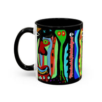 CRAZY.   Neon Face Accent Coffee Mug – Colorful Psychedelic Art Ceramic Mug