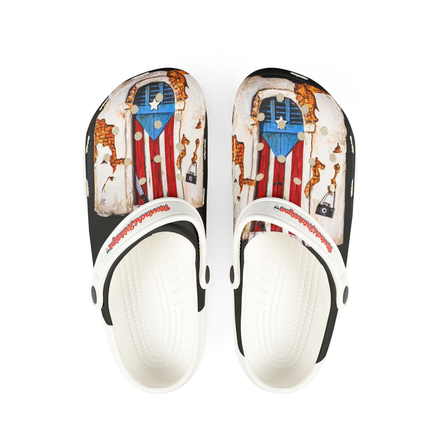 PUERTO RICO Patriotic Rustic Door EVA Foam Clogs