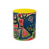 AFTER LIFE.  Abstract Tribal Art Coffee Mug — Colorful Surreal Accent Mug