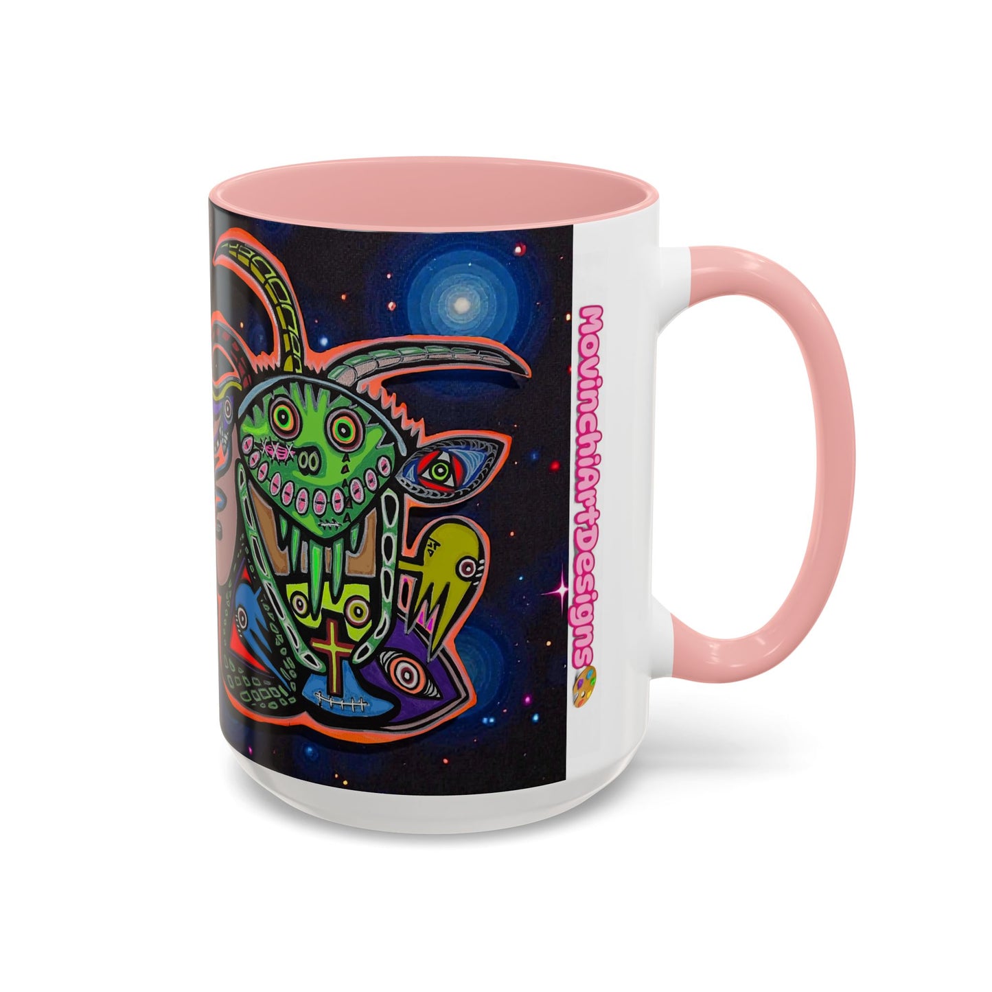 Psychedelic RYDER2.0   Space Goat Accent Coffee Mug — Colorful Cosmic Animal Art (11/15oz)