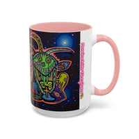 Psychedelic RYDER2.0   Space Goat Accent Coffee Mug — Colorful Cosmic Animal Art (11/15oz)