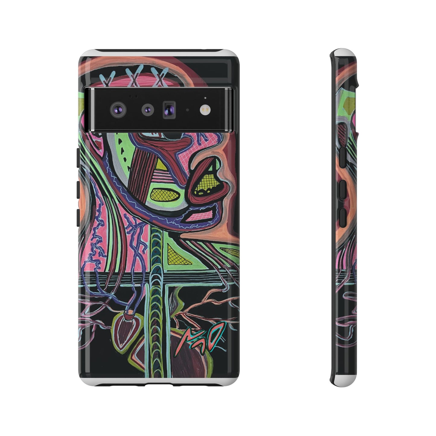 HEART ATTACK Abstract Neon Face Tough Phone Case – Vibrant Art Phone Cover