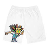THE REBEL.  Men's Board Shorts — Colorful Tribal Mask Surf Graphic