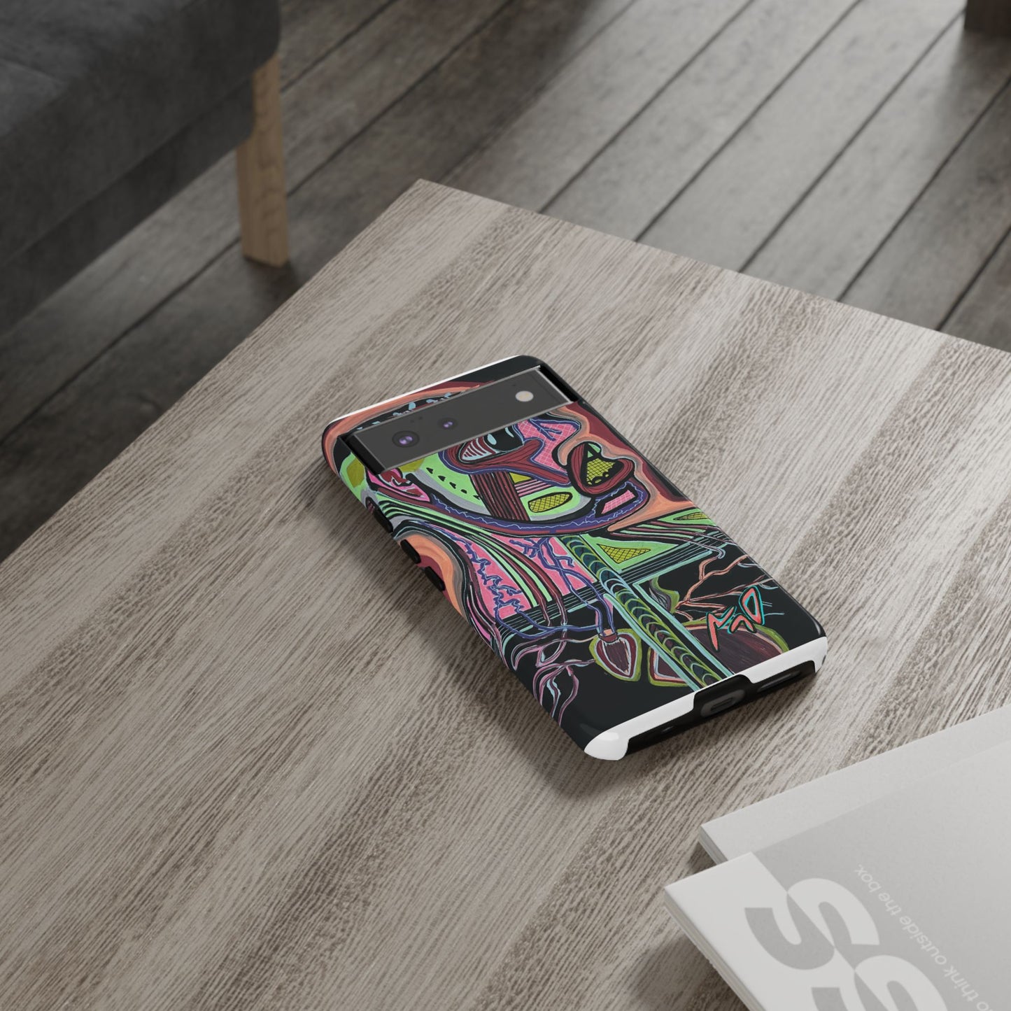HEART ATTACK Abstract Neon Face Tough Phone Case – Vibrant Art Phone Cover