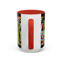 CRAZY.   Neon Face Accent Coffee Mug – Colorful Psychedelic Art Ceramic Mug