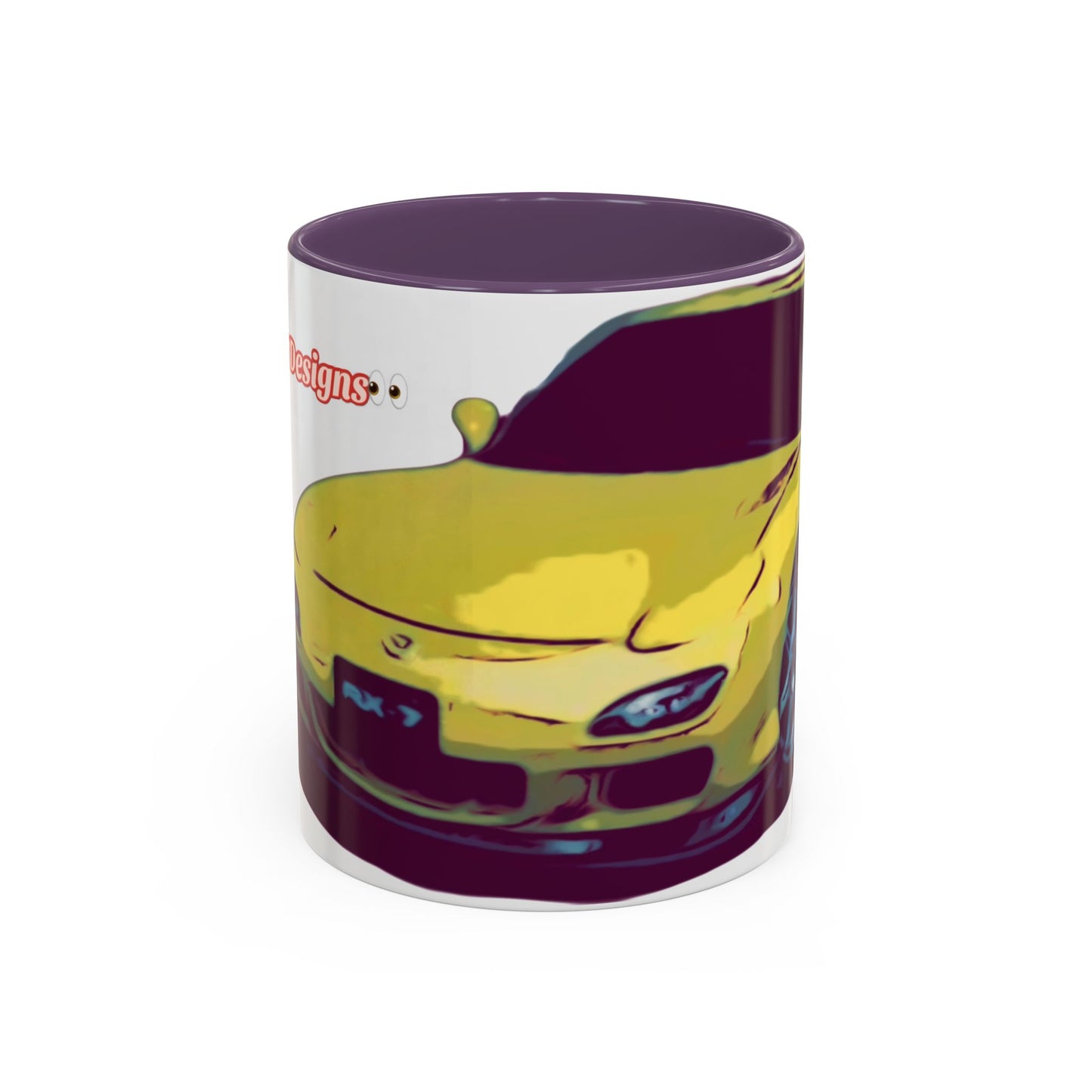 RX7  Coffee Mug — Yellow Sports Car Illustration Accent Mug