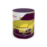 RX7  Coffee Mug — Yellow Sports Car Illustration Accent Mug