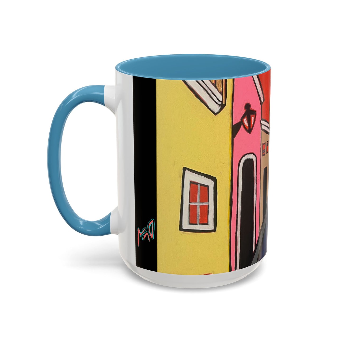 SAN SEBASTIAN2.0 Colorful Canal Houses Accent Coffee Mug — Bright European Street Art Ceramic Mug (11/15oz)