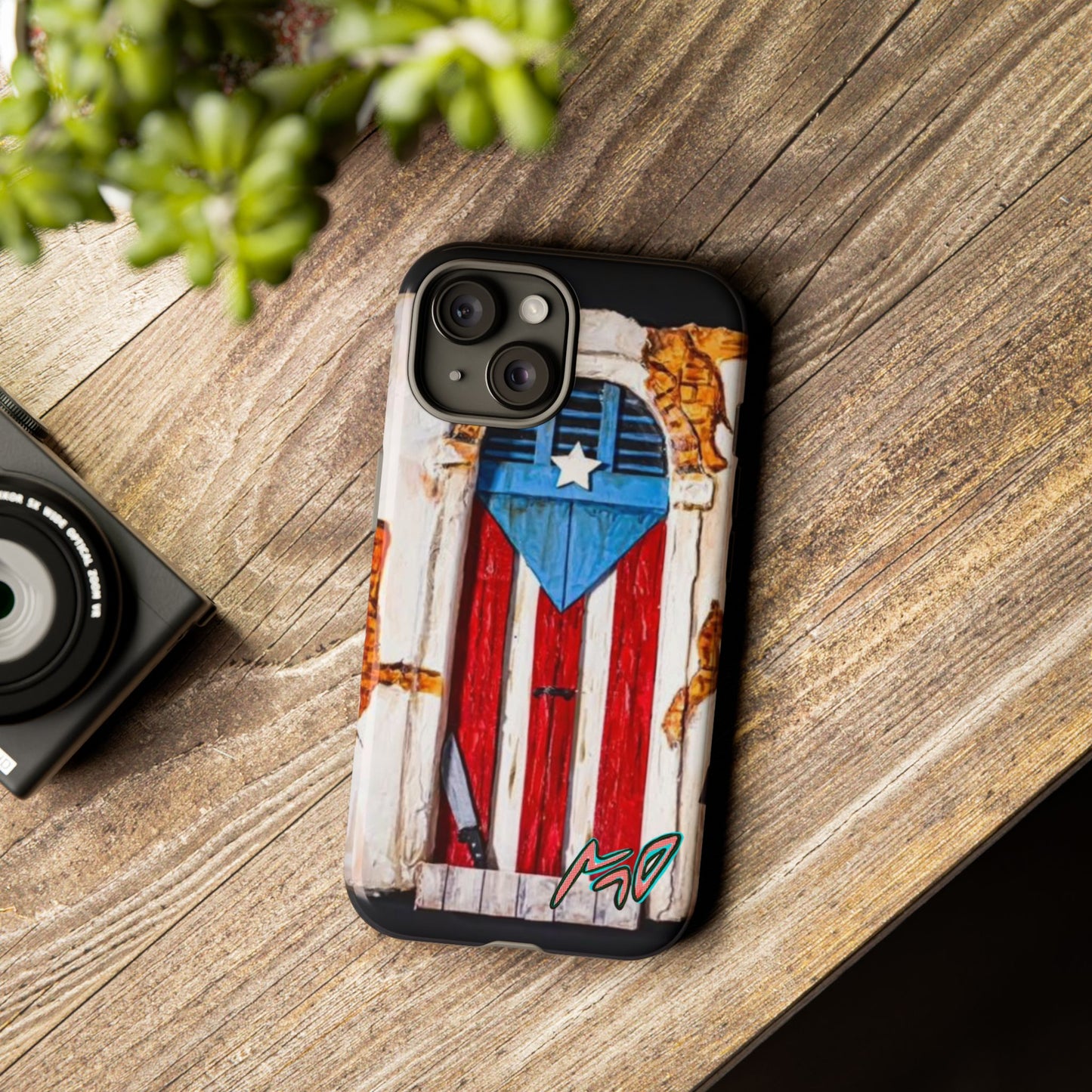 Puerto Rican Flag Phone Case - Rustic Coquí Door Design Tough Case