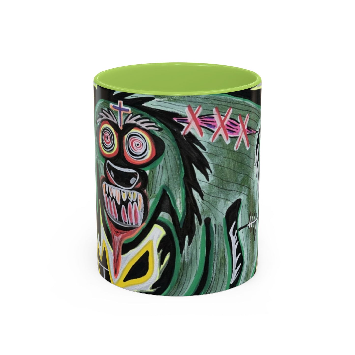 CHUPACABRAS.  Green Monster Art Coffee Mug — Spooky Neon Creature Accent Mug (11/15oz)