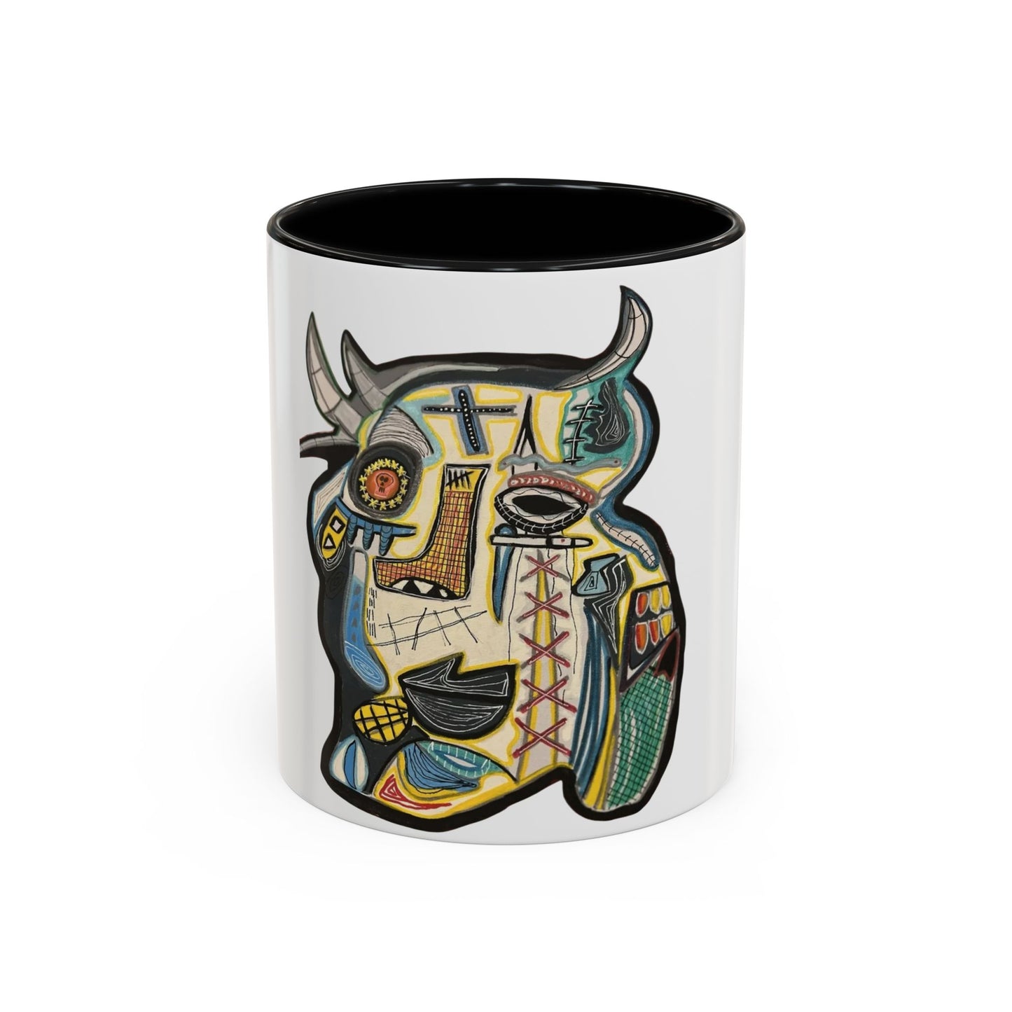 Abstract MOVINCHI Art Coffee Mug — Colorful Cubist Ceramic Accent Mug