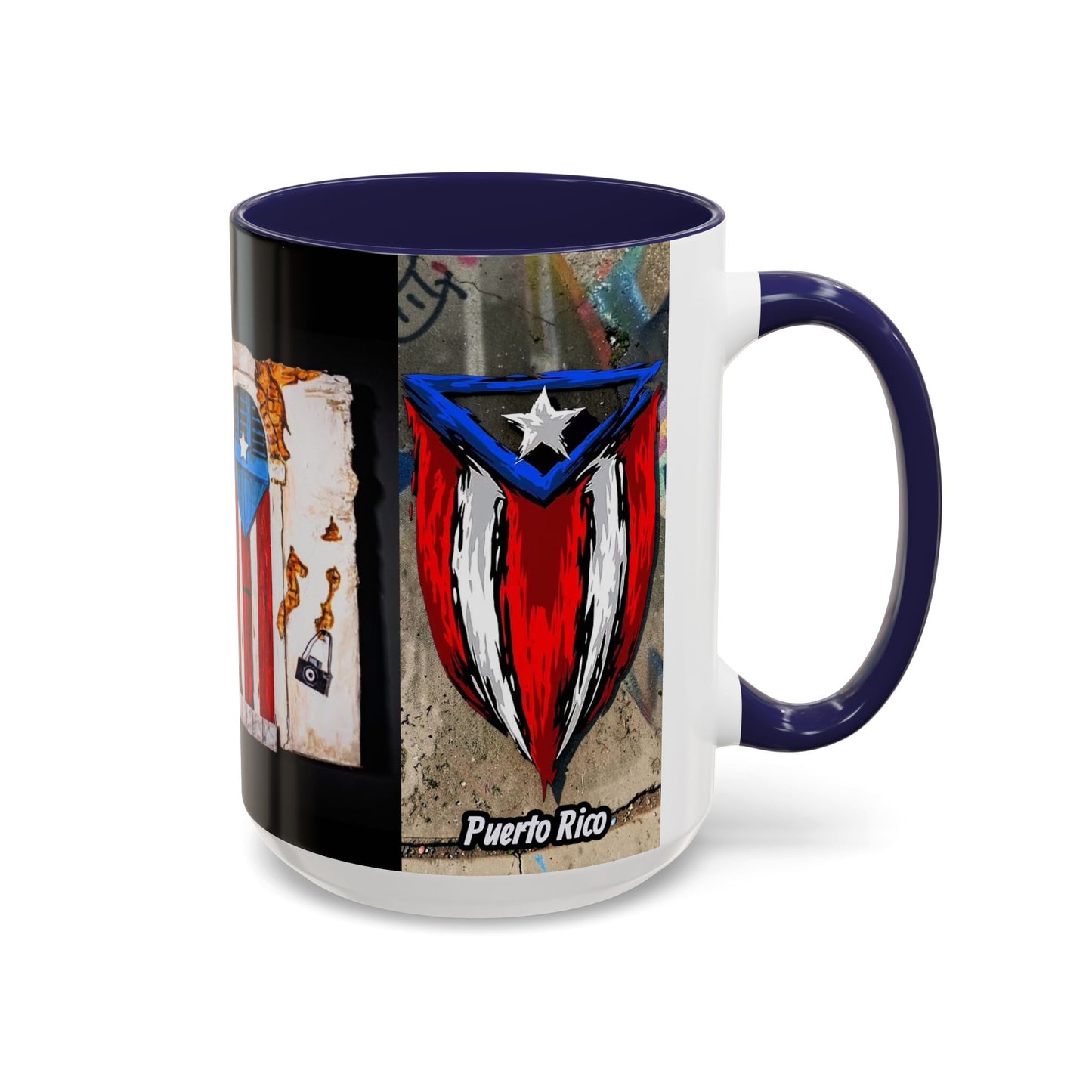 Puerto Rico Flag Coffee Mug — Rustic Street Art Accent Mug (11/15 oz)