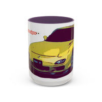 RX7  Coffee Mug — Yellow Sports Car Illustration Accent Mug